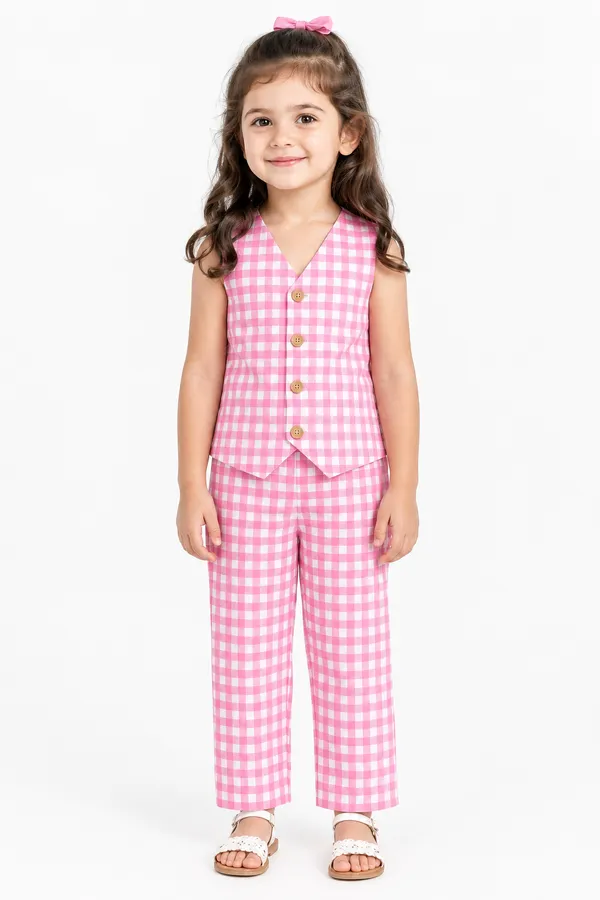 Pink_Gingham_Waistcoat_Set_for_Girls