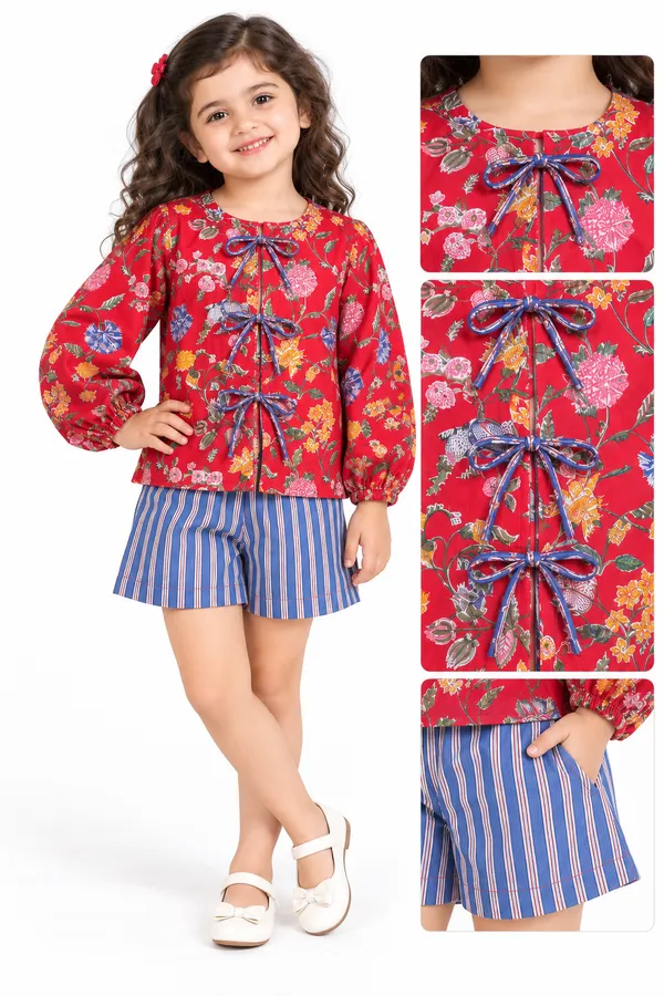 Red_Floral_Print_Tieup_Top_And_Shorts_Set_for_Girls