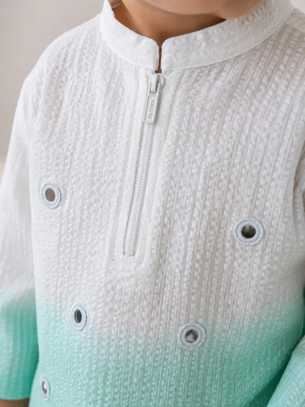 White_Aqua_Ombre_Kurta_Set_for_Boys