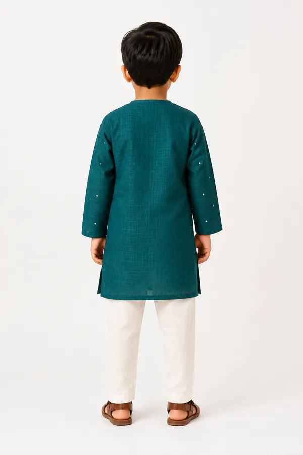 Teal_Doria_Mirror_Kurta_Set_for_Boys
