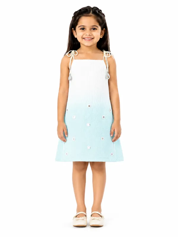 White_And_Aqua_A-Line_Dress_for_Girls
