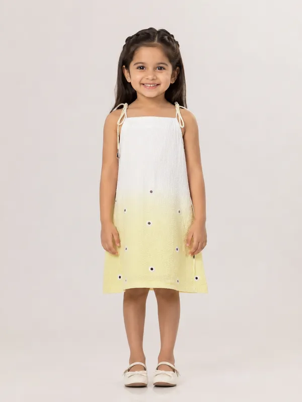 White_And_Yellow_Ombre_Kurta_Set_For_Girls