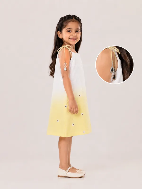 White_And_Yellow_Ombre_Kurta_Set_For_Girls