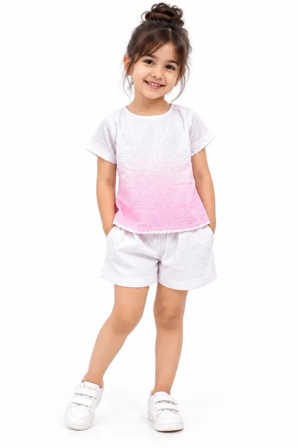 White_And_Pink_OmbreCo-Ord_Set_for_Girls