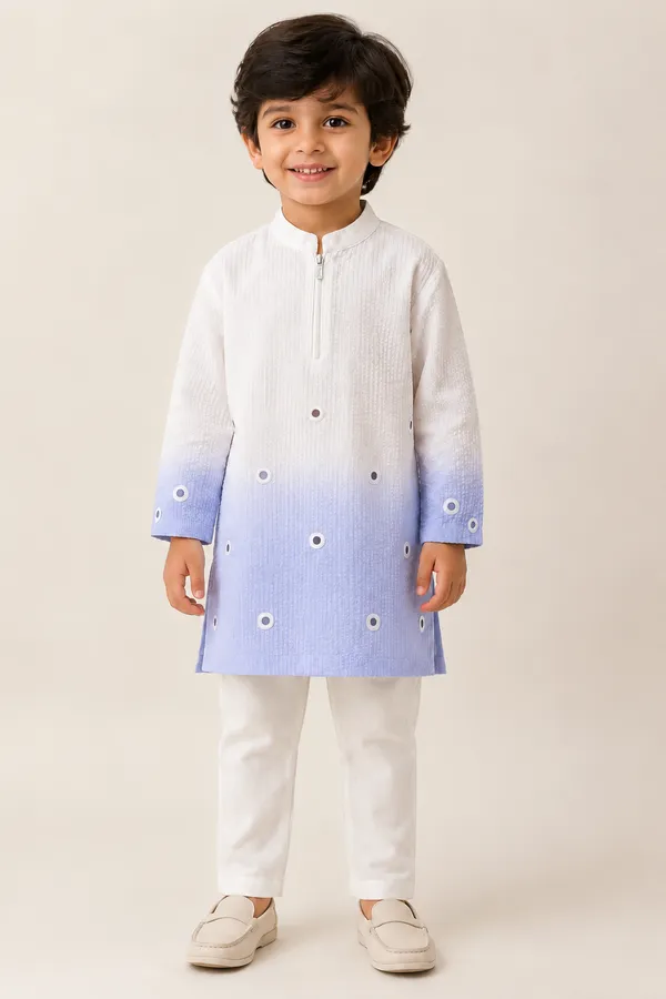 White_Blue_Ombre_Mirror_Kurta_For_Boys