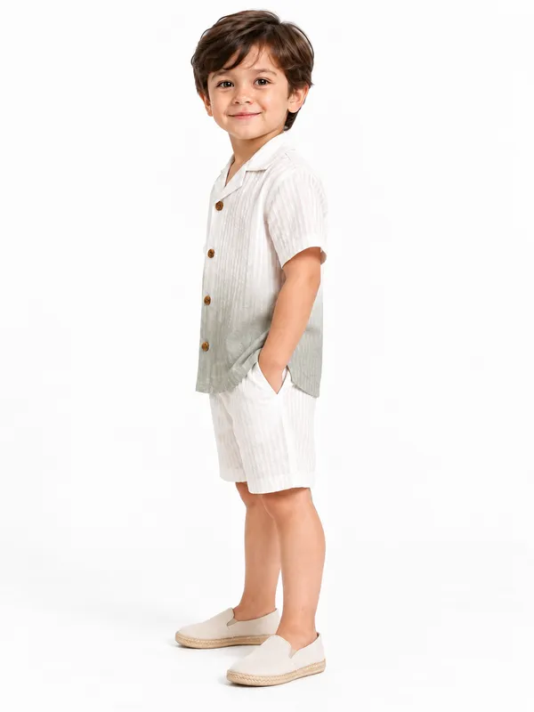 White_Grey_Ombre_Shirt_And_Shorts_Set_for_Boys