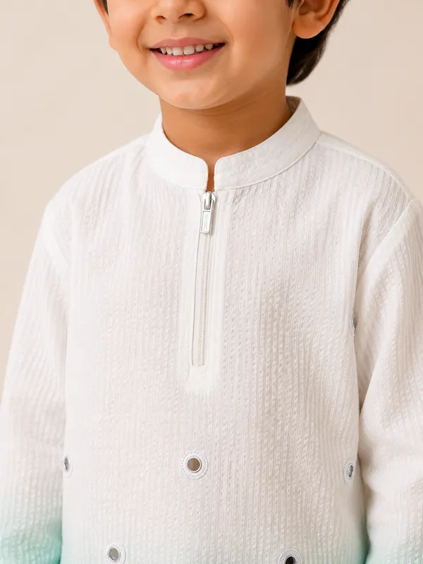 White_Aqua_Ombre_Kurta_Set_for_Boys