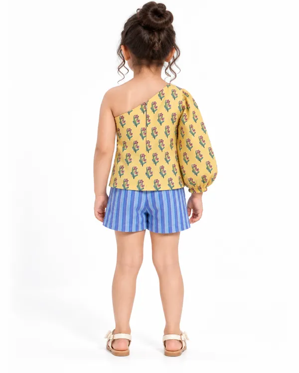 Yellow_Printed_One_Shoulder_Co_Ord_Set_For_Girls