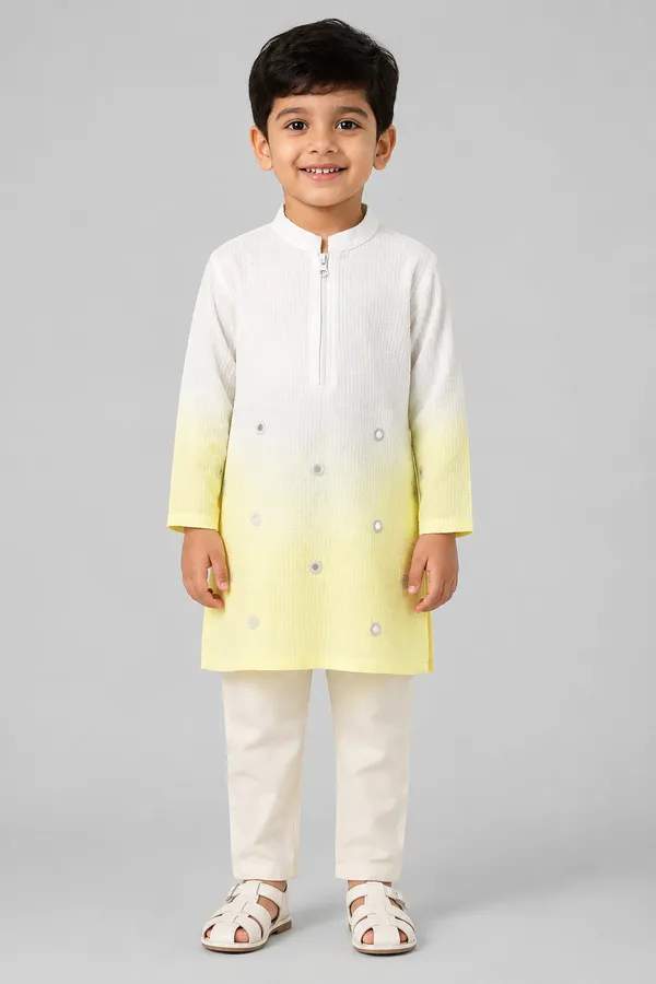 White_Yellow_Ombre_Kurta_Set_for_Boys