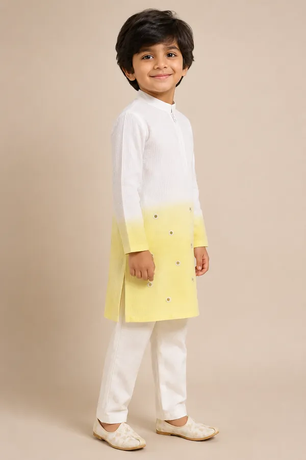 White_Yellow_Ombre_Kurta_Set_for_Boys