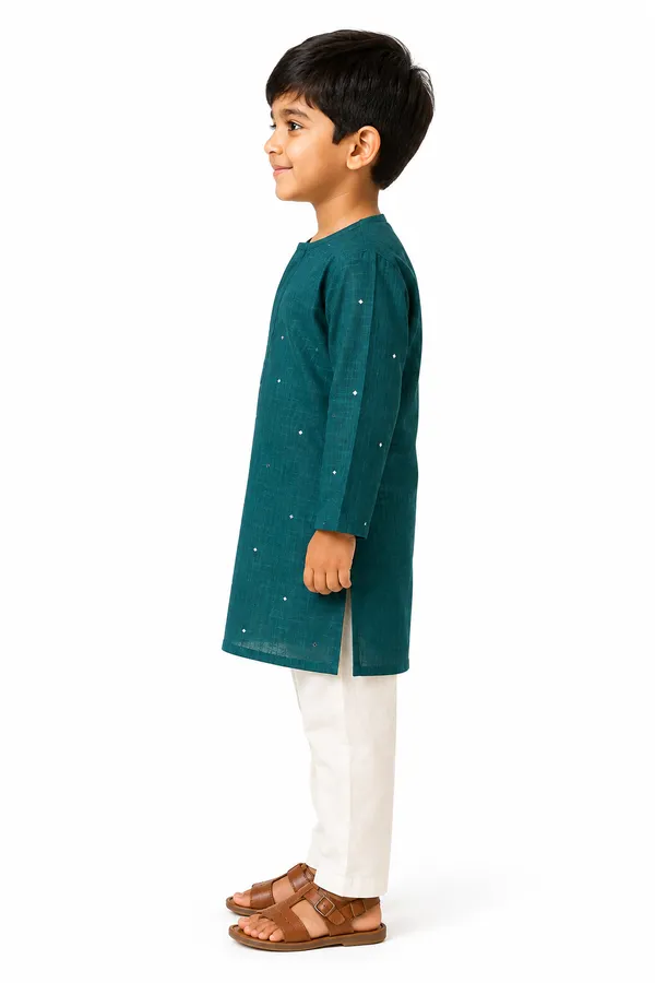 Teal_Doria_Mirror_Kurta_Set_for_Boys