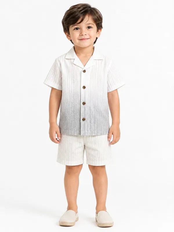 White_Grey_Ombre_Shirt_And_Shorts_Set_for_Boys