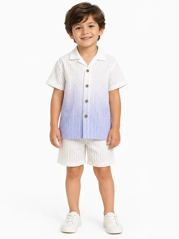 White_Blue_Ombre_Shirt_And_Shorts_Set_for_Boys