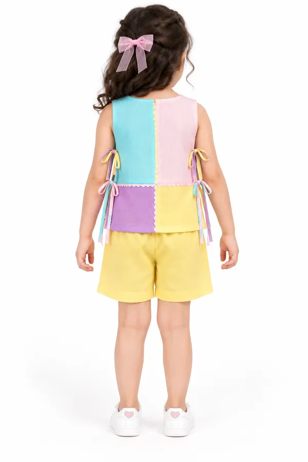Multicolour_Mul_Chanderi_Sleeveless_Colorblock_Top_For_Girls