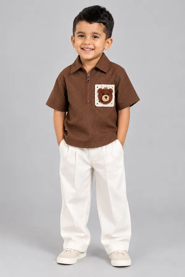 Brown_Polo_Shirt_With_Bear_Pocket_for_Boys