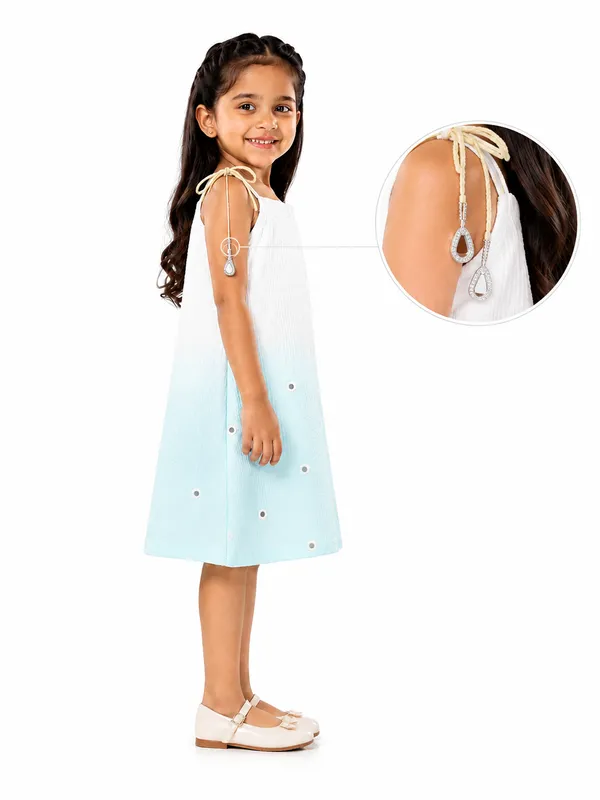 White_And_Aqua_A-Line_Dress_for_Girls