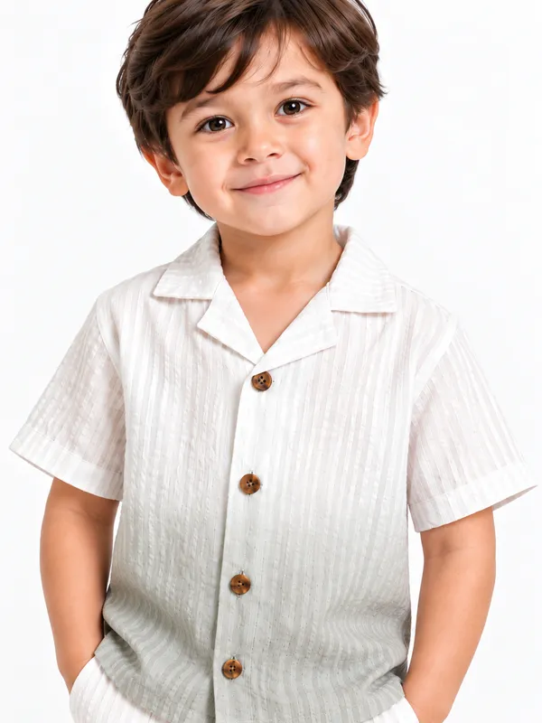 White_Grey_Ombre_Shirt_And_Shorts_Set_for_Boys