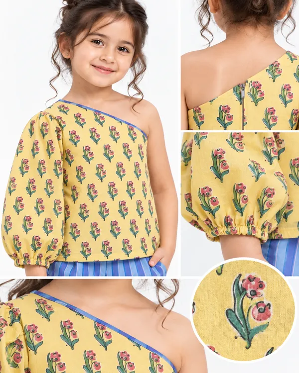 Yellow_Printed_One_Shoulder_Co_Ord_Set_For_Girls