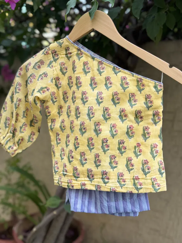 Yellow_Printed_One_Shoulder_Co_Ord_Set_For_Girls