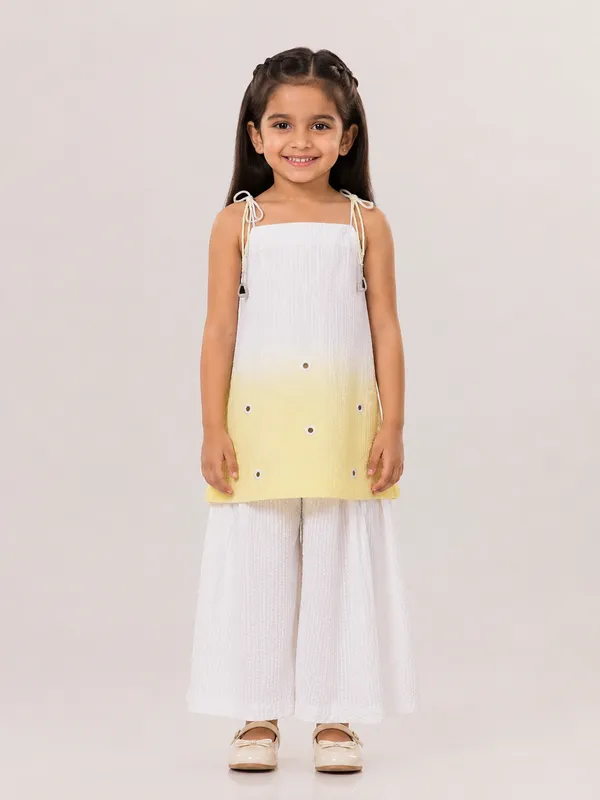 White_And_Yellow_Ombre_Kurta_Set_For_Girls