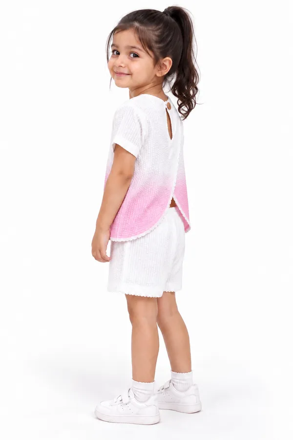 White_And_Pink_OmbreCo-Ord_Set_for_Girls