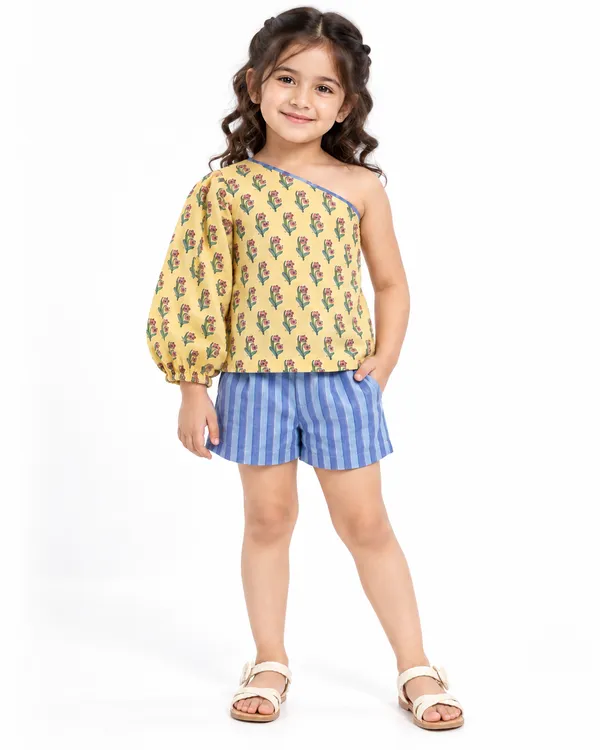 Yellow_Printed_One_Shoulder_Co_Ord_Set_For_Girls