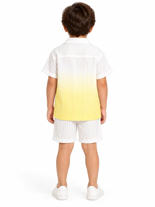 White_Yellow_Ombre_Shirt_And_Shorts_Set_for_Boys