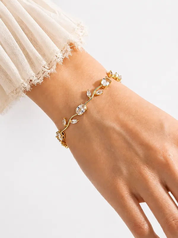 Gold_Brass_Crystal_Leaf_Vine_Bracelet_For_Women