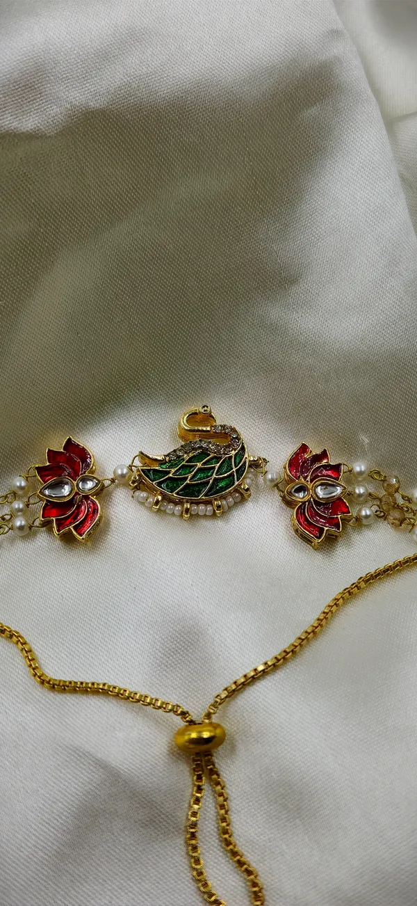 Gold_Tone_Peacock_Floral_Charm_Bracelet_For_Women