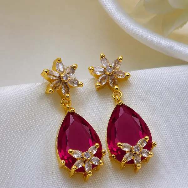 Red_Gold_Brass_Floral_Teardrop_Drop_Earrings_For_Women
