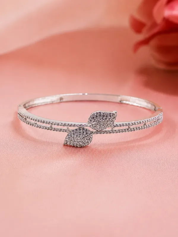 Silver_Brass_Butterfly_Embellished_Double_Row_Bangle_For_Women