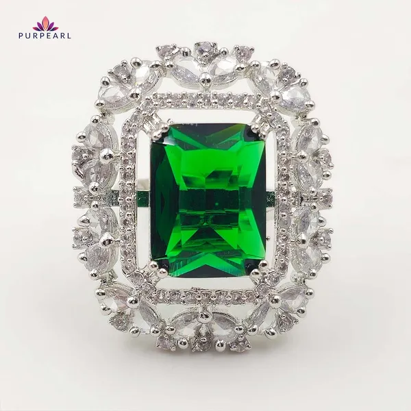 Green_Silver_Tone_Emerald_Halo_Statement_Ring_For_Women