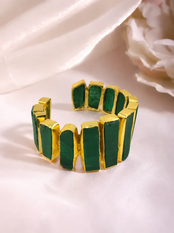 Green_Gold_Tone_Segmented_Bracelet_For_Women