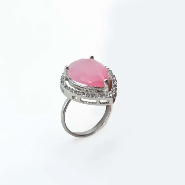 Pink_Silver_Tone_Teardrop_Ring_For_Women