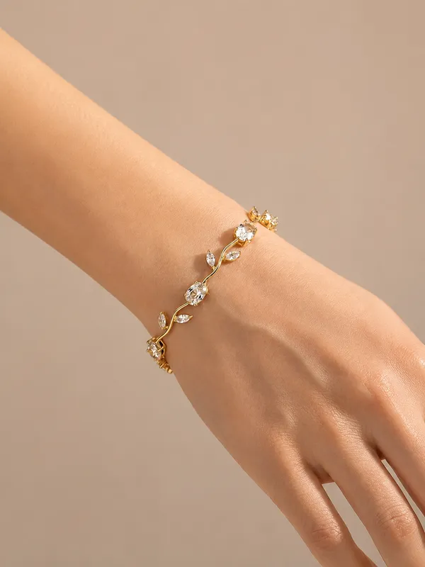 Gold_Brass_Crystal_Leaf_Vine_Bracelet_For_Women