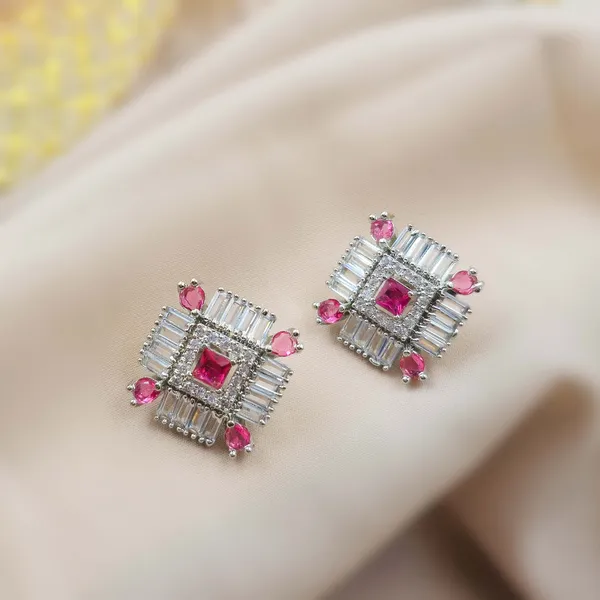 Silver_Brass_Stone_Embellished_Square_Stud_Earrings_For_Women