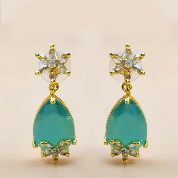 Green_Gold_Brass_Floral_Teardrop_Drop_Earrings_For_Women