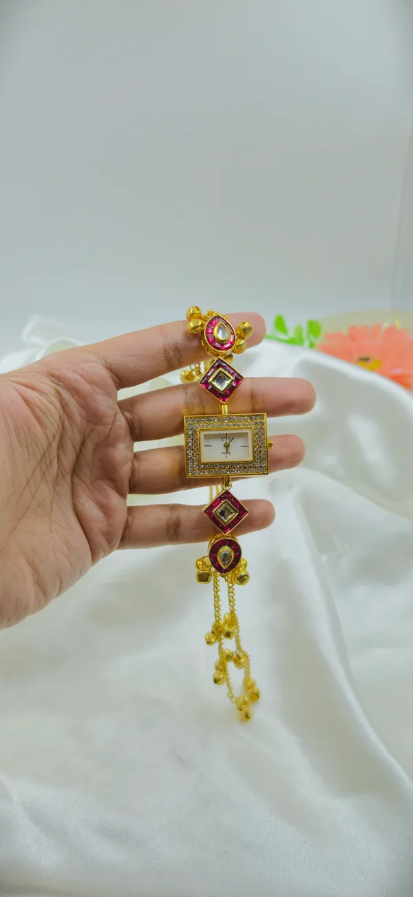Gold_Brass_Stone_Studded_Watch_Jewellery_Set_For_Women