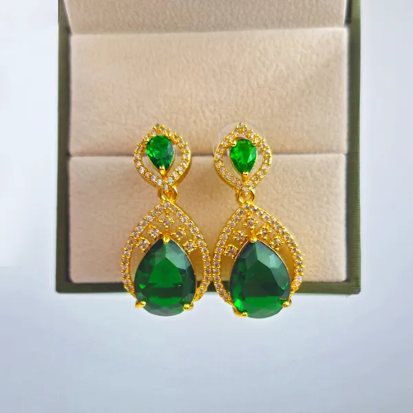 Green_Gold_Brass_Stone_Teardrop_Drop_Earrings_For_Women