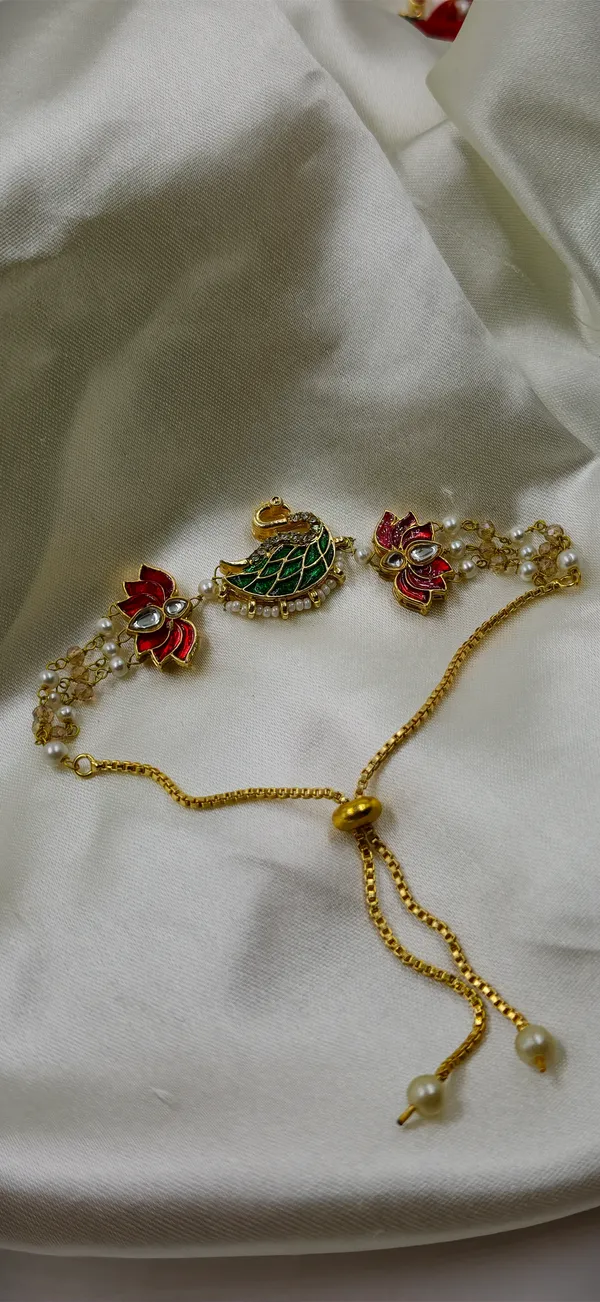Gold_Tone_Peacock_Floral_Charm_Bracelet_For_Women