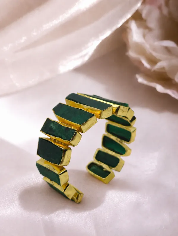 Green_Gold_Tone_Segmented_Bracelet_For_Women