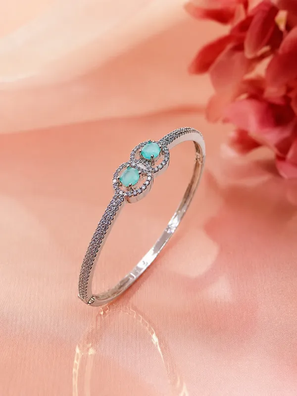 Silver_Brass_Aqua_Double_Stone_Bangle_For_Women
