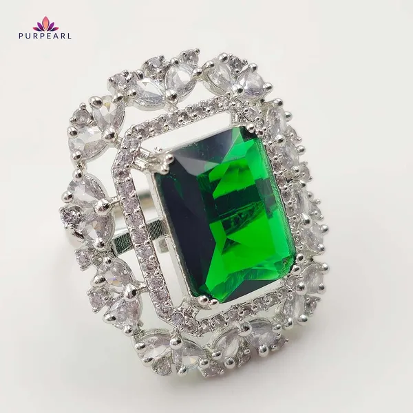 Green_Silver_Tone_Emerald_Halo_Statement_Ring_For_Women