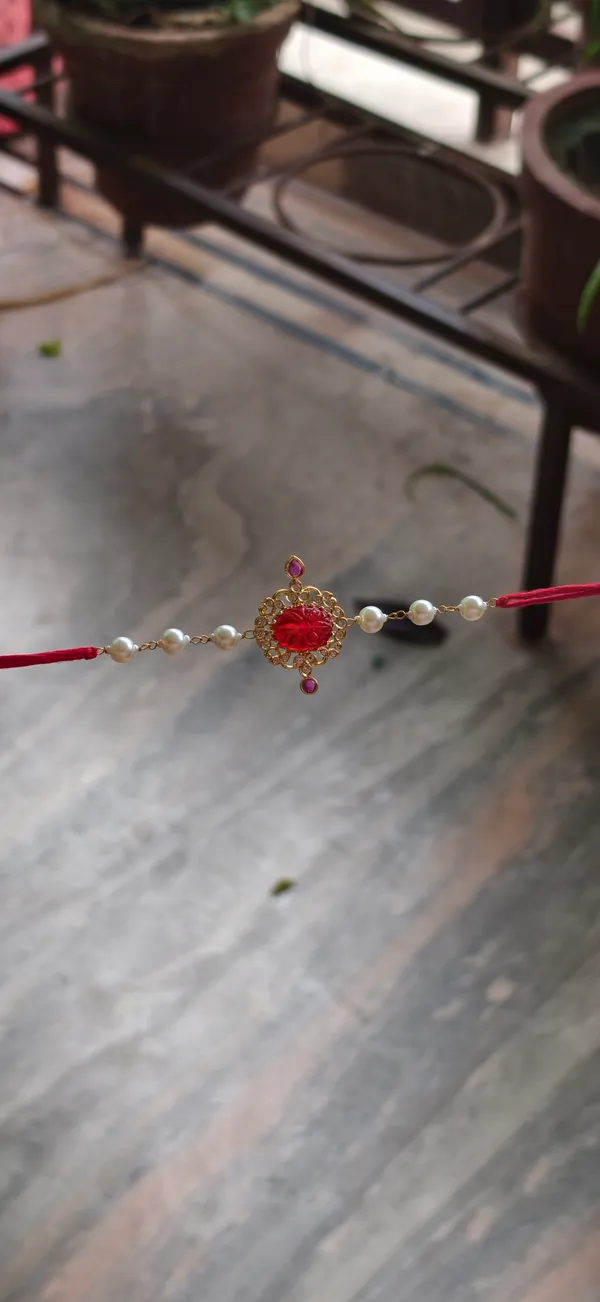 Multicolor_Pearl_Beaded_Gold_Tone_Rakhi_Set