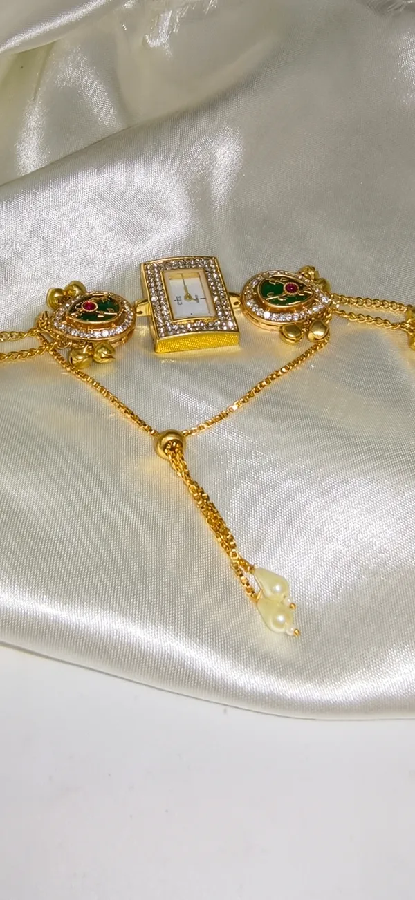 Gold_Tone_Green_Stone_Embellished_Analog_Wrist_Watch_For_Women