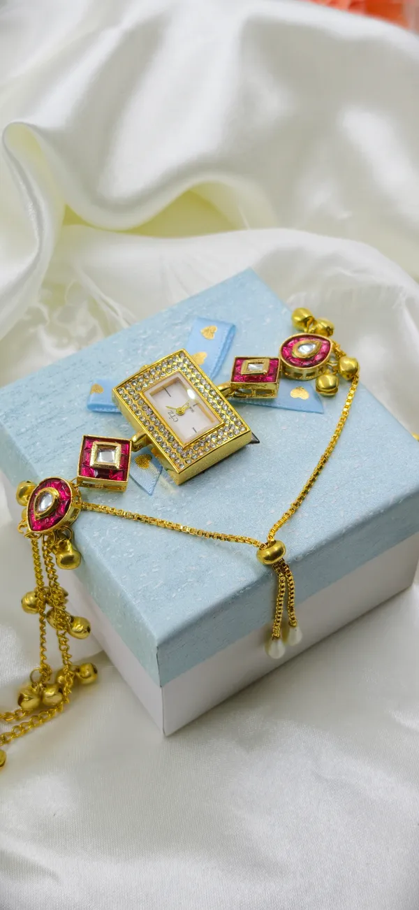 Gold_Brass_Stone_Studded_Watch_Jewellery_Set_For_Women