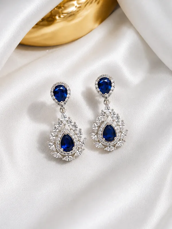 Blue_Crystal_Teardrop_Floral_Drop_Earrings_For_Women