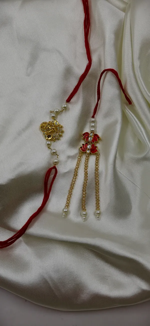 Red_Thread_Pearl_Beaded_Gold_Tone_Ornamental_Rakhi