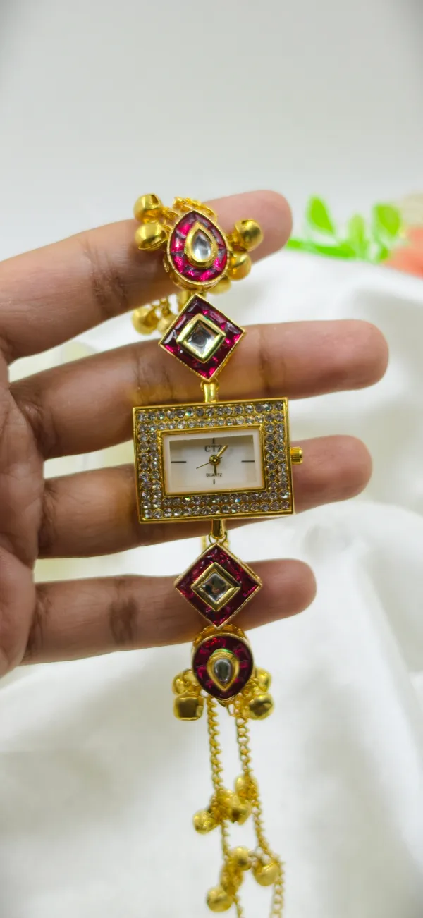 Gold_Brass_Stone_Studded_Watch_Jewellery_Set_For_Women