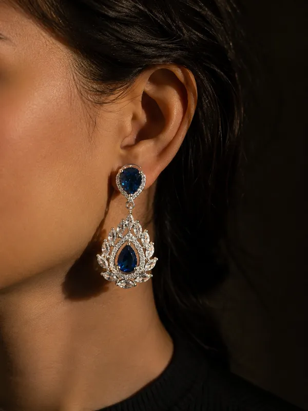Blue_Crystal_Teardrop_Floral_Drop_Earrings_For_Women